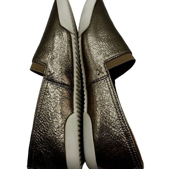 Frye Melanie Slip On Flats Loafers Gold Mirror Size 6.5 - Picture 3 of 9